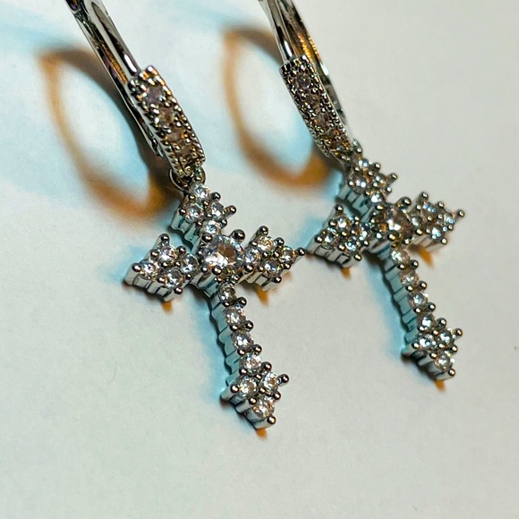 Sterling Cross Earrings - Picture 3 of 6